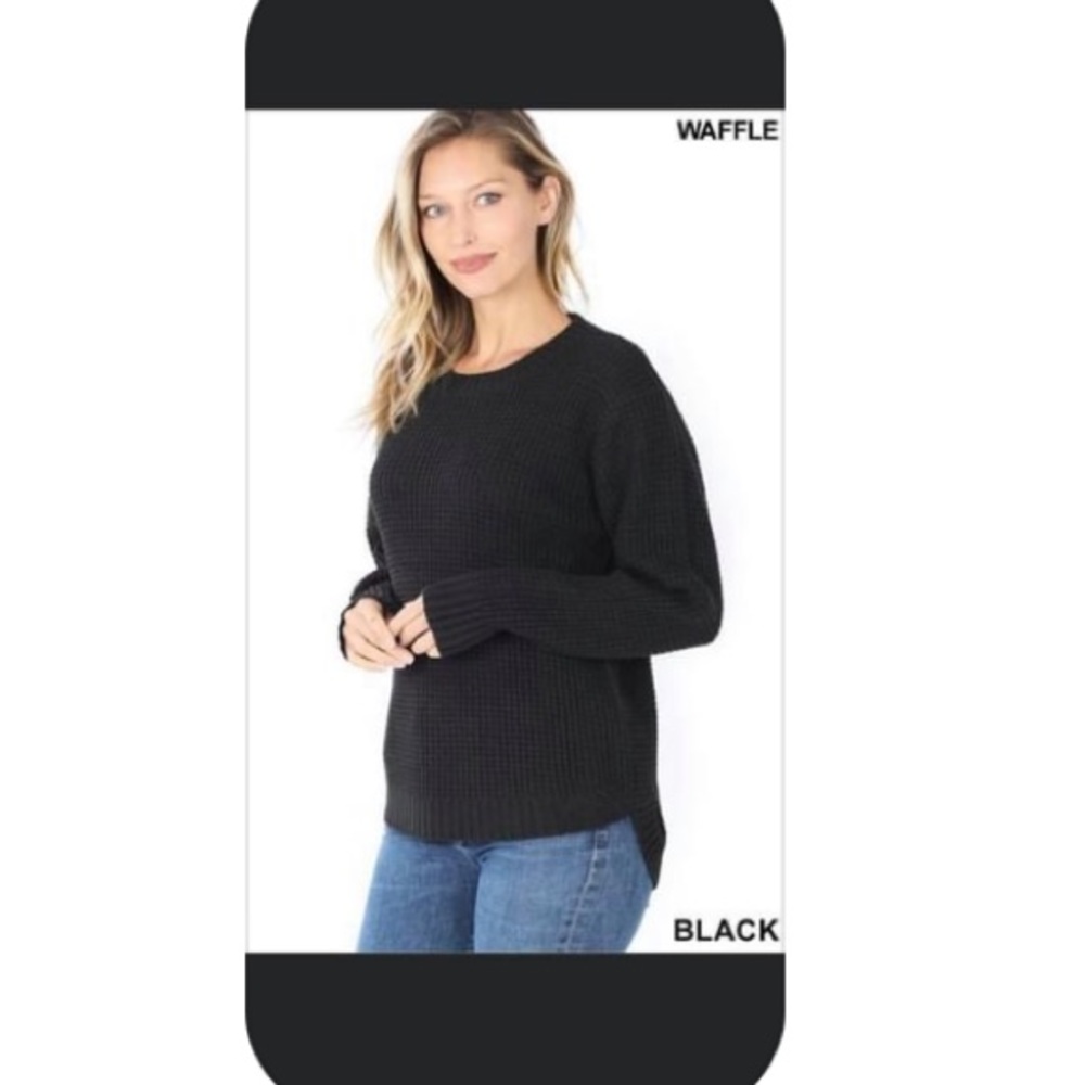 Zenana black waffle knit sweater